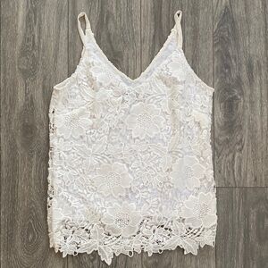White House Black Market - White Lace Embroidered Tank Top - Size XS